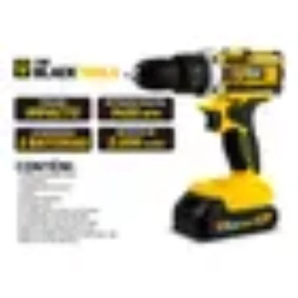 Parafusadeira Furadeira De Impacto The Black Tools Profissional TB-21PX 2 Baterias Com Maleta 60Hz Amarelo