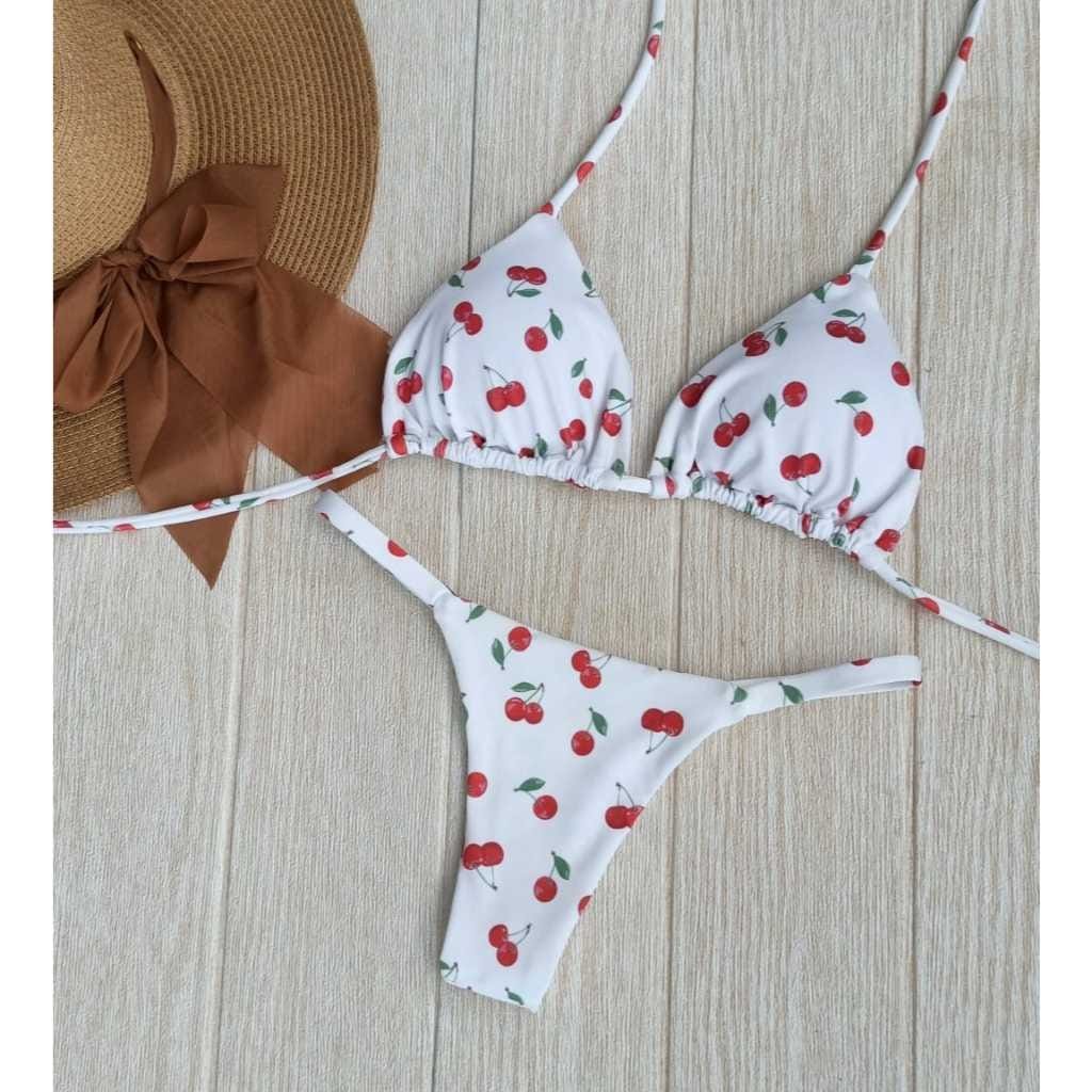 Biquíni Fio Cortininha Com Bojo Removível Liso e Estampado - Imagem 2
