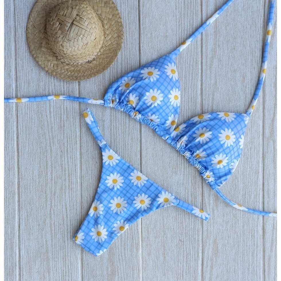 Biquíni Fio Cortininha Com Bojo Removível Liso e Estampado - Imagem 4