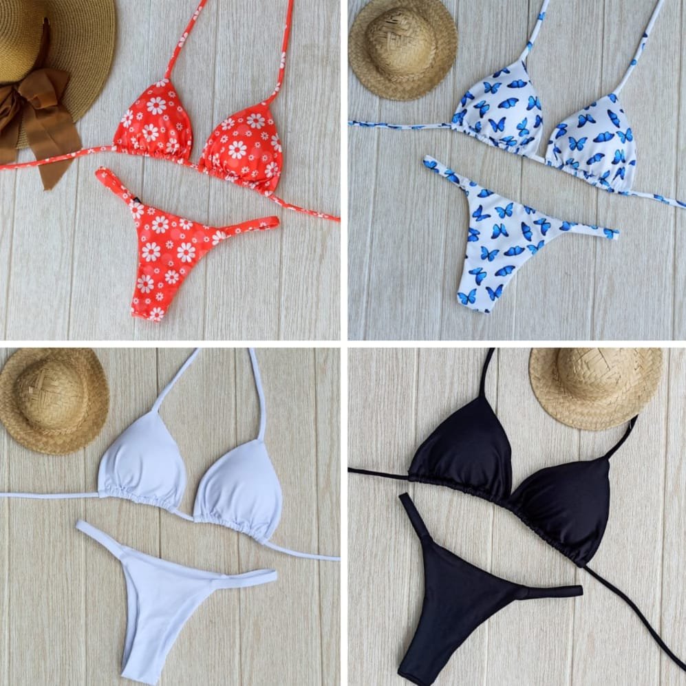 Biquíni Fio Cortininha Com Bojo Removível Liso e Estampado - Imagem 5