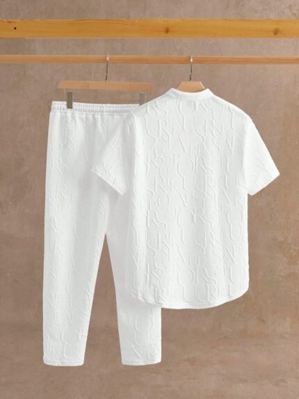 Conjunto de Top com Decote Entalhe Solta e Calça com Cordão na Cintura para Homens, Old Money, Looks Confortáveis