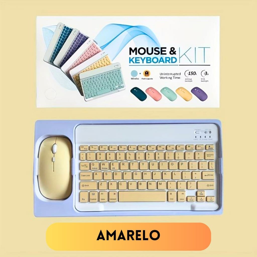 KIT Teclado Mouse Via Bluetooth Compacto e Design Moderno Compatível Com Smartphones/Notebook/Tablet