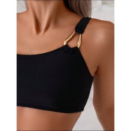 Conjunto Biquini mula manca de alça duas peças com argola e calcinha de argola praia piscina