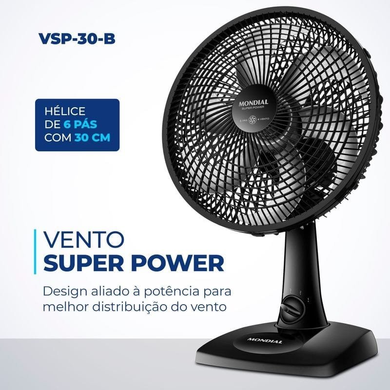 Ventilador Mondial 30cm Vsp 30 B 127v 60hz - Imagem 3