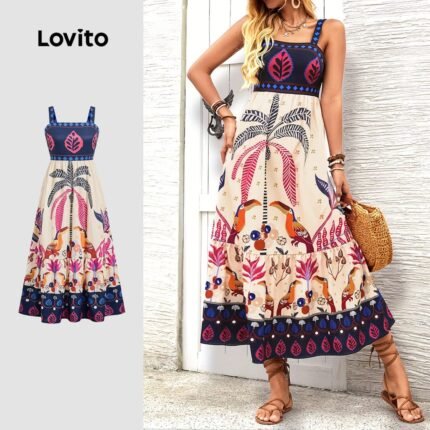 e Vestido Boho com Zíper Vestido Primavera/verão para Mulheres LBL32133