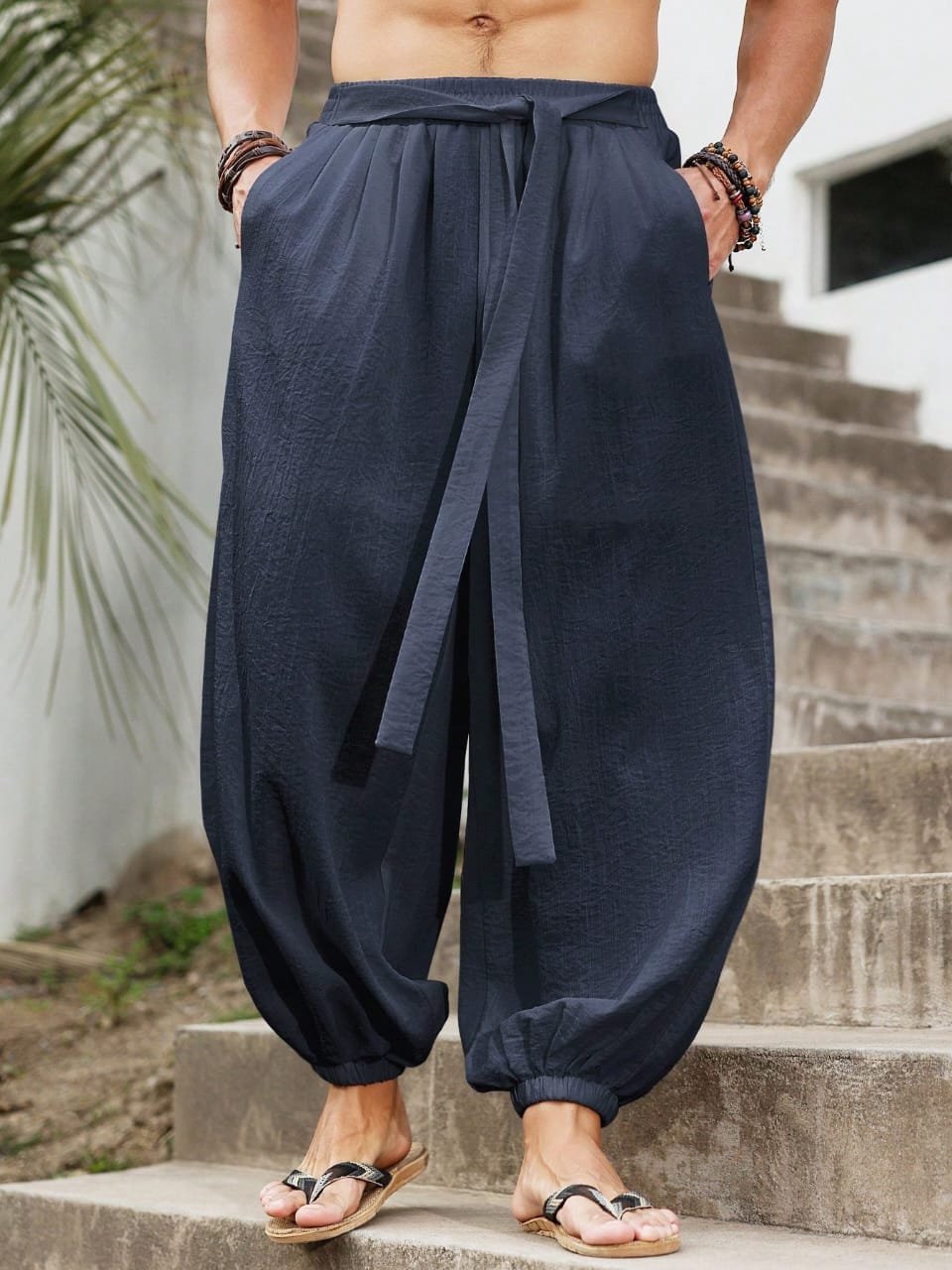 🛒Manfinity RSRT Calça Masculina Larga e Solta, Estilo Calça Casual, Calça Perna Larga Nepal - Imagem 3