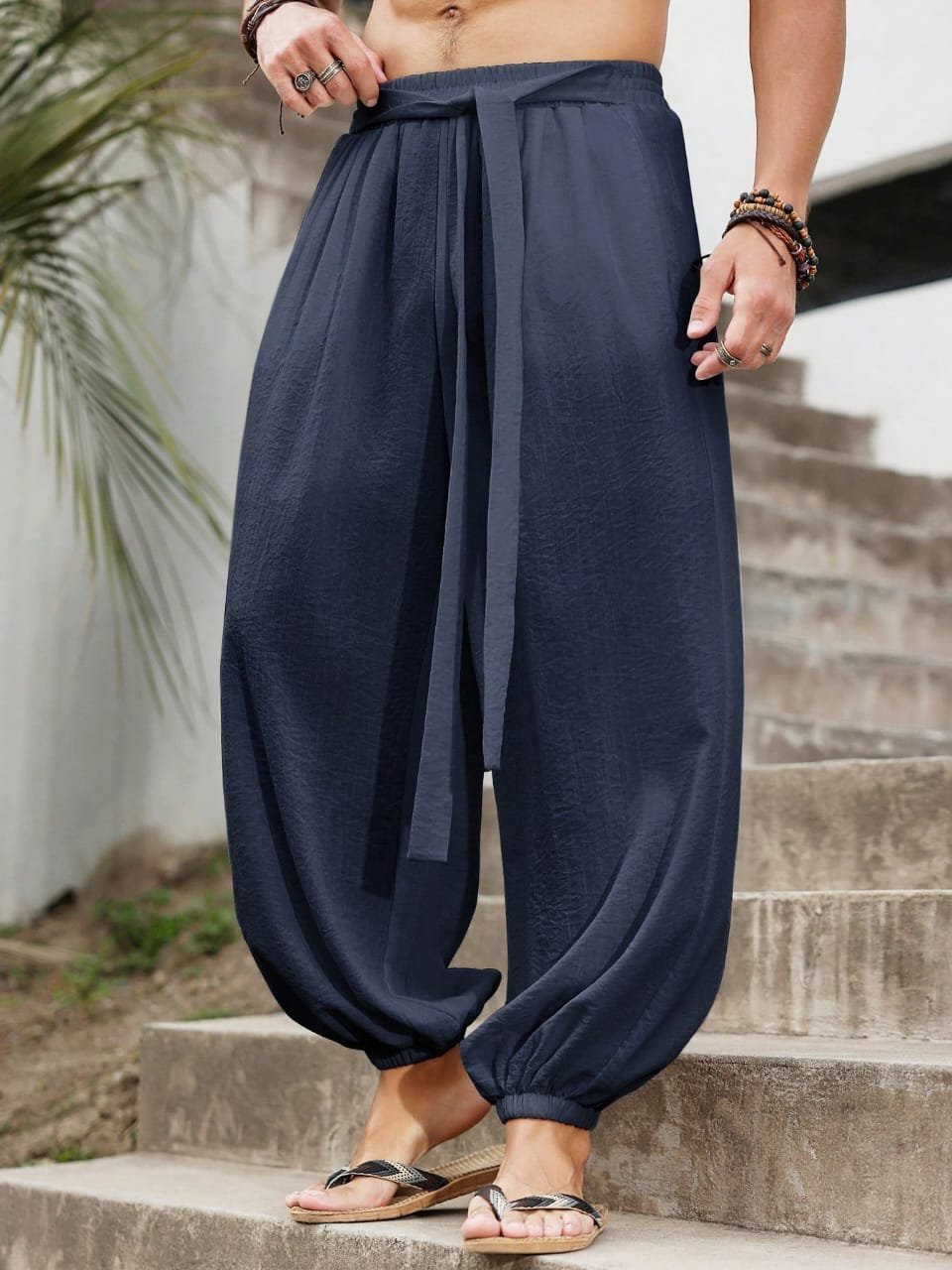 🛒Manfinity RSRT Calça Masculina Larga e Solta, Estilo Calça Casual, Calça Perna Larga Nepal - Imagem 4