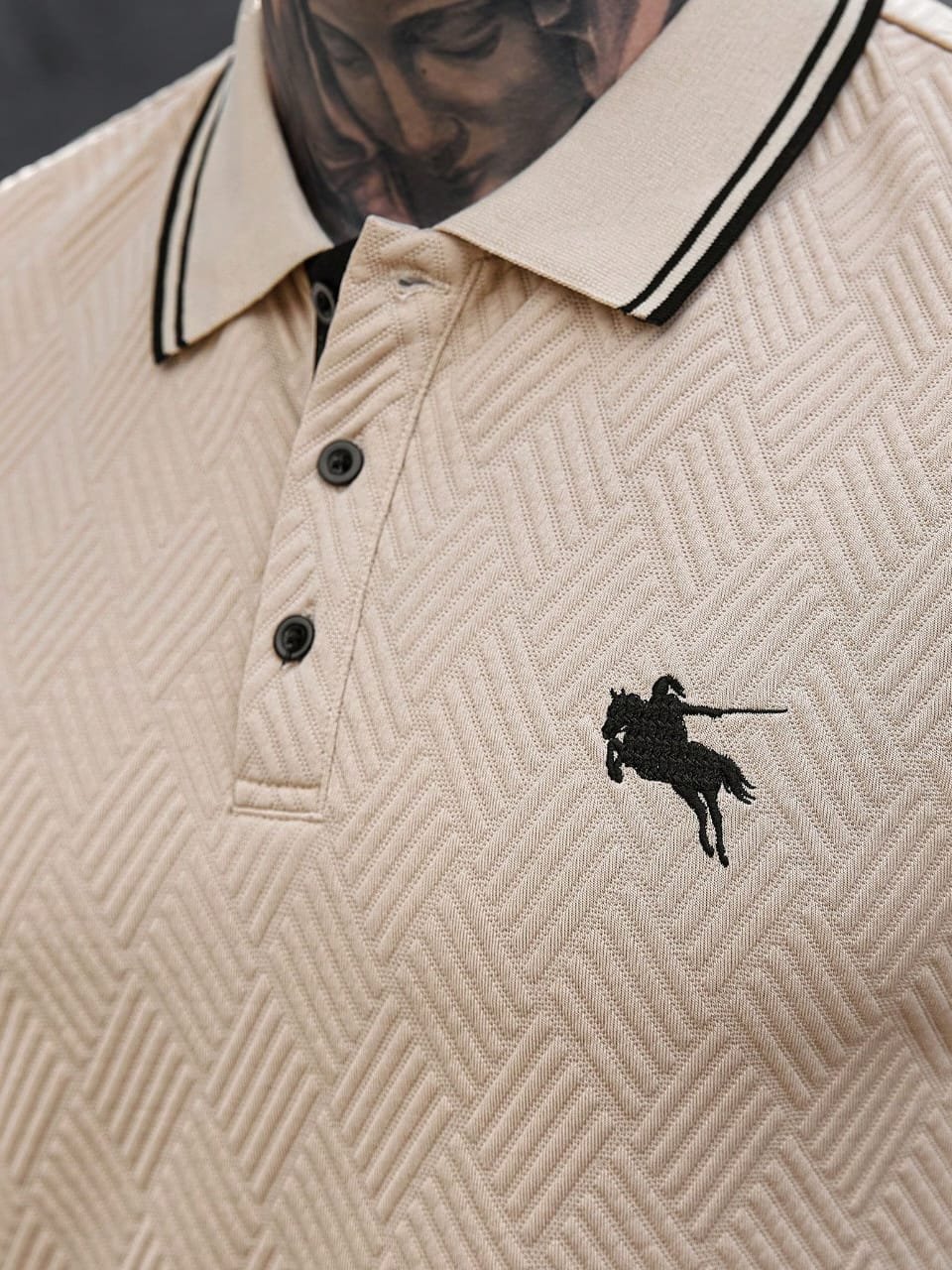 🛒Manfinity CasualCool Conjunto de Camisa Polo de Manga Curta com Tecido Texturizado e Bordado, Adequado para Uso Doméstico e Externo - Imagem 4