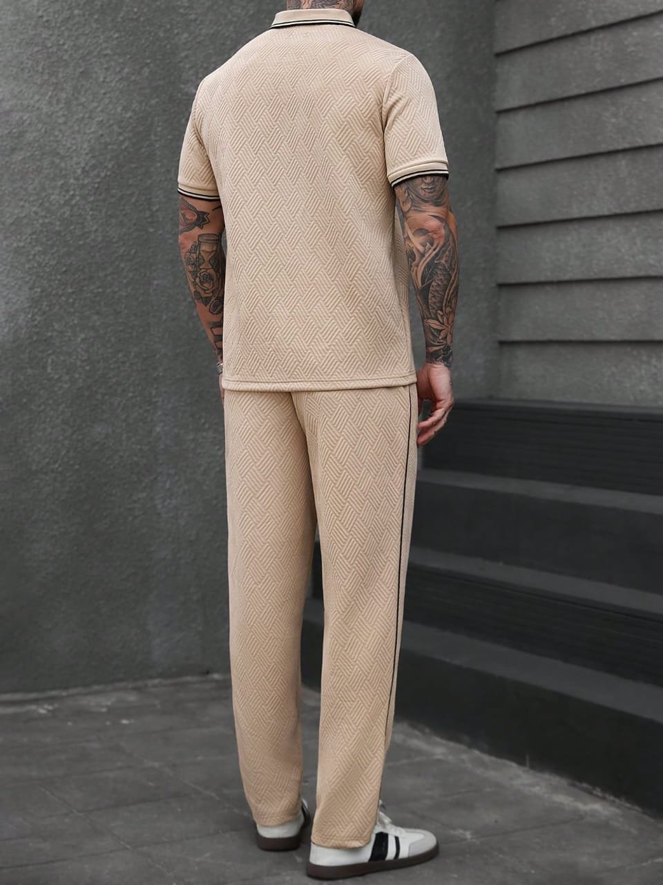 🛒Manfinity CasualCool Conjunto de Camisa Polo de Manga Curta com Tecido Texturizado e Bordado, Adequado para Uso Doméstico e Externo - Imagem 2