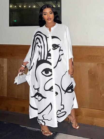 🛒Slaydiva Vestido Camiseta Longo e Solto de Férias, Tamanho Plus Size Feminino