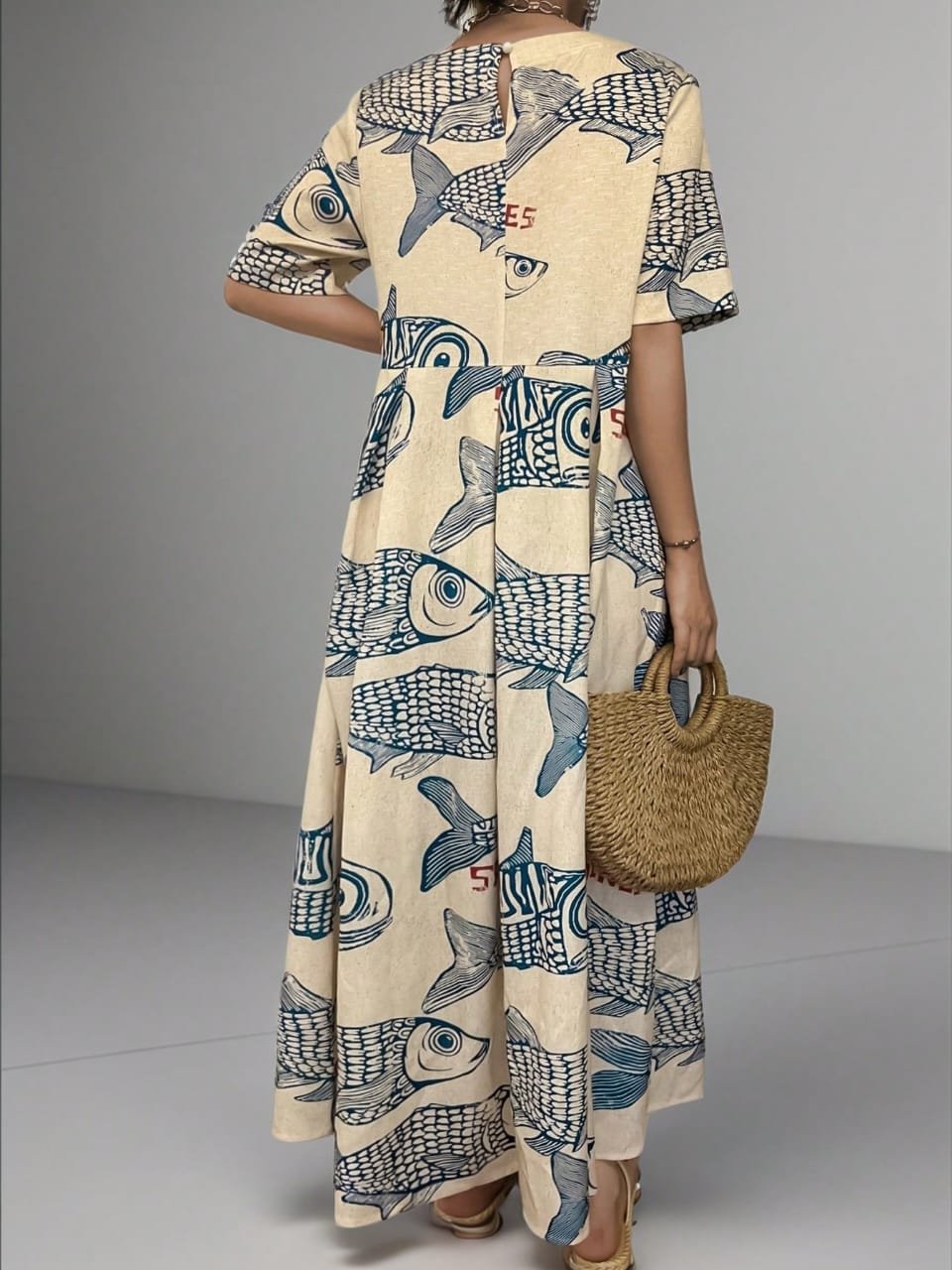 🛒Conjuntos Casuais de Primavera/Verão para Mulheres, Moda Casual Confortável com Estampa de Peixe, Estilo Casual Simples de Primavera e Outono para Férias - Imagem 2