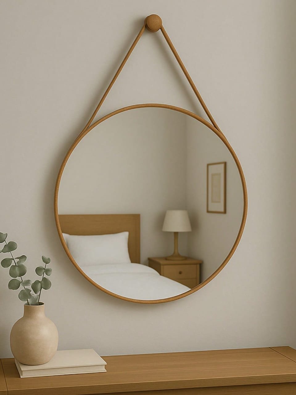 🛒Espelho Redondo Adnet 30cm Várias Cores Elegante Suspenso + Pino Pendurador