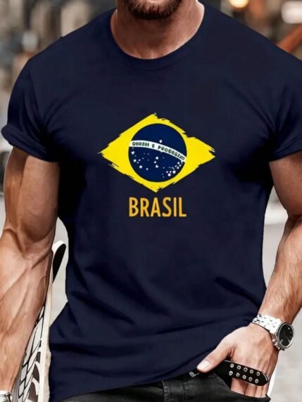 🛒Camisa Masculina brasil modelo verão camiseta 100% algodão copa do brasil