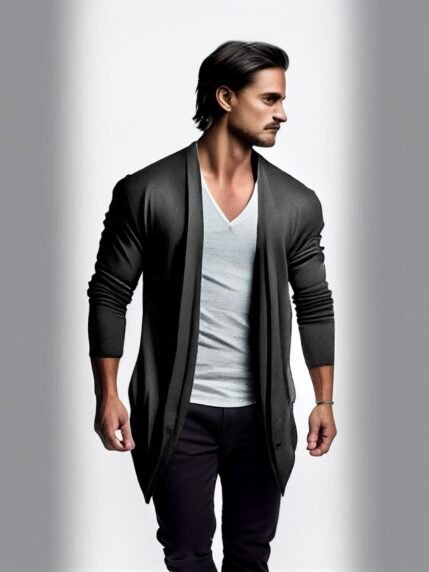 🛒Casaco Masculino Cardigan Assimétrico Estilo Slim Fitness