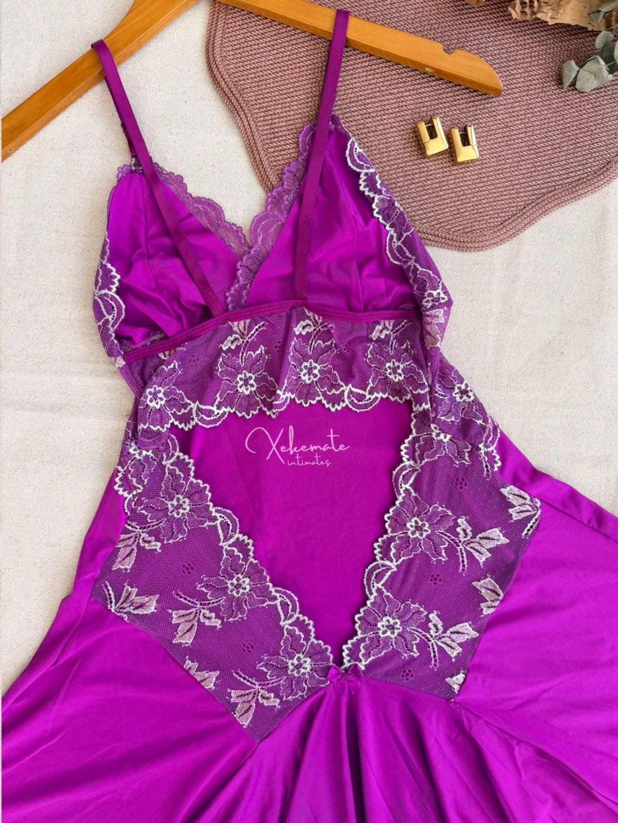 🛒Camisola Sexy Renda Costa Nua com Cauda Babado Fenda Sem Bojo Vestido de Dormir Lingerie Linha Noite 100+ vendido - Imagem 2
