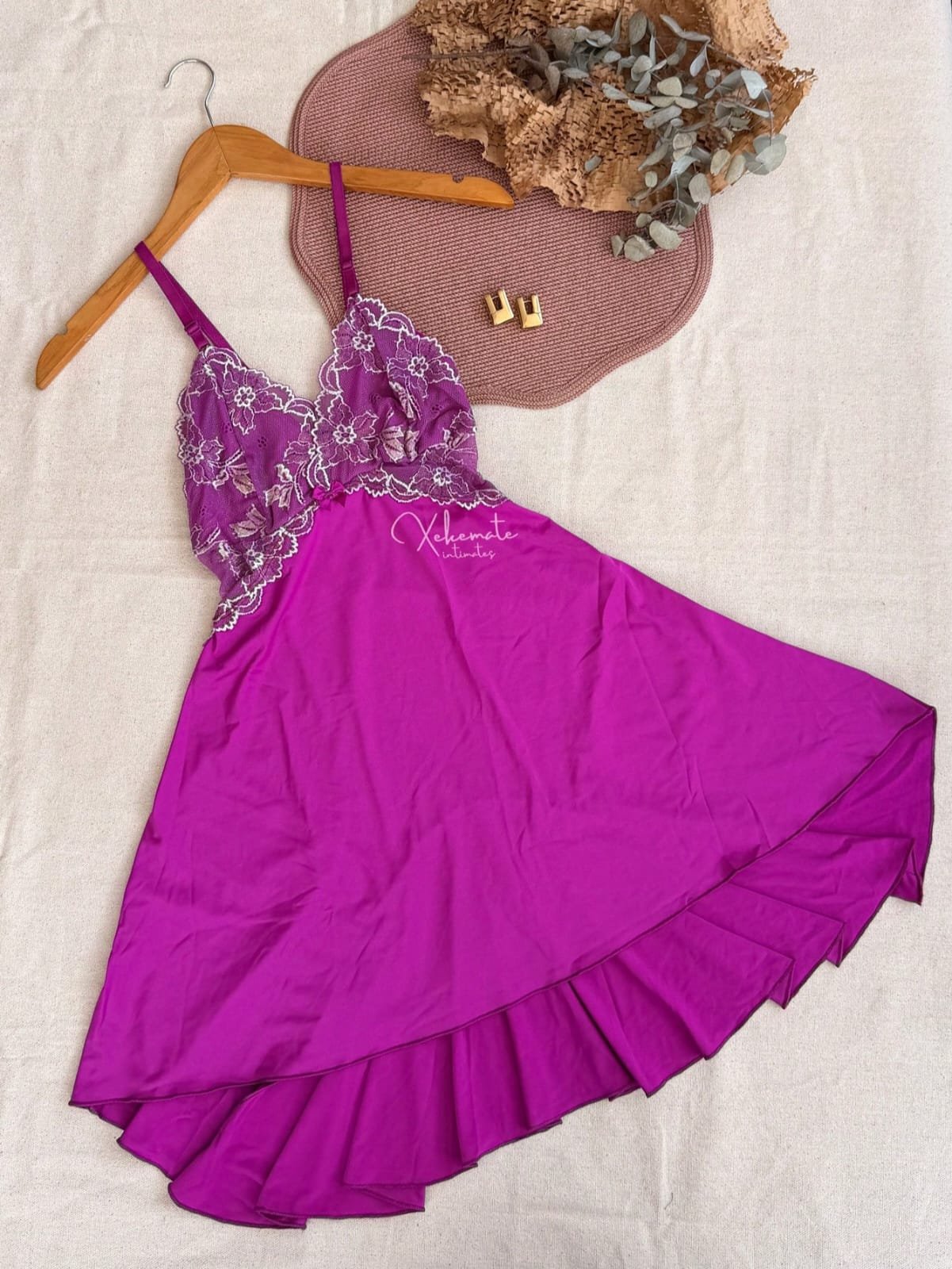 🛒Camisola Sexy Renda Costa Nua com Cauda Babado Fenda Sem Bojo Vestido de Dormir Lingerie Linha Noite 100+ vendido - Imagem 4