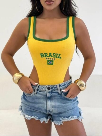 Blusa Body Cavado Copa Do Brasil Diferencial Bordado Premium