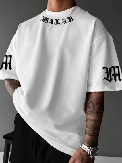 Camiseta Masculina Algodão Premium Adulto Plus Size Infantil Streetwear Over Estampado Milan Gola MangaM Italia Cidade Swag Futebol Estilo Casual🛒