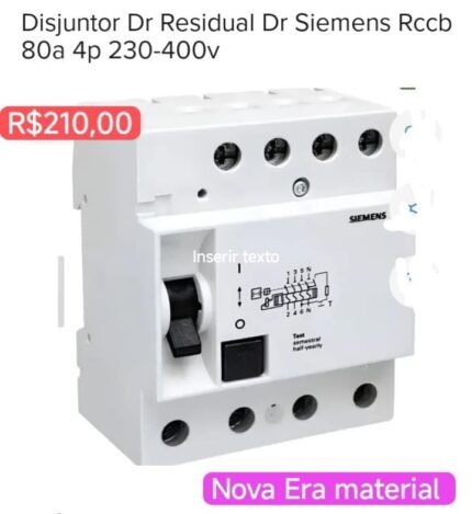 DISJUNTOT DR RESIDENCIAL DR SIEMENS RCCB80A 4P 230-400V