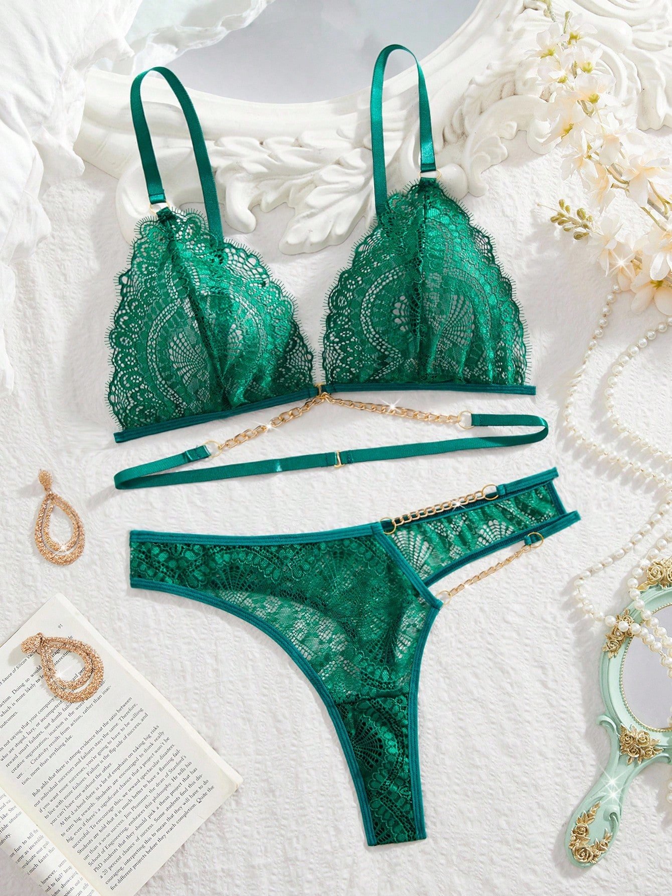 🛒Seduluxe 2 peças/Conjunto Conjunto de Lingerie Sexy de Renda para Mulheres (Sutiã Sexy Sem Fio + Tanga) 200+ vendido - Imagem 4