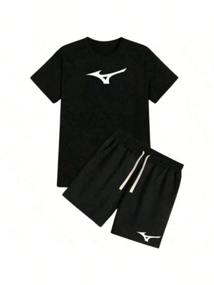 🛒Kit Camiseta Masculina+Short tecTel Esportes Academia Mizun Treino 100% Algodão Camisa Gola Redonda Malha Fresca Short Secagem Rápida Estampa Emborrachada Envio Imediato Full 50+ vendido
