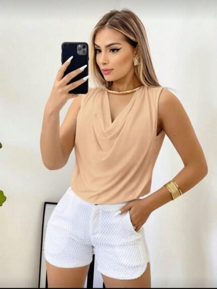 🛒Blusa Feminina Social Gola Boba Elegante Soltinha Suplex 400+ vendido