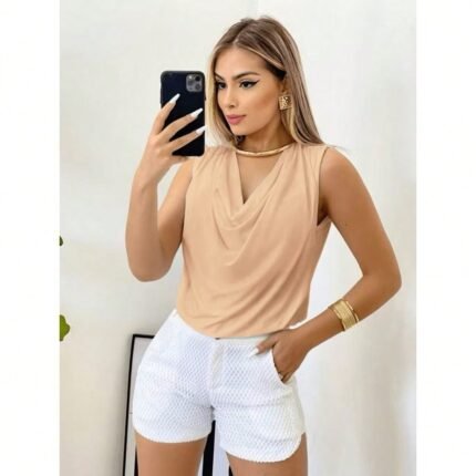🛒Blusa Feminina Social Gola Boba Elegante Soltinha Suplex 400+ vendido