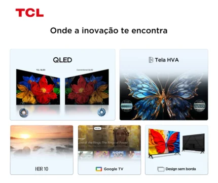 Smart TV TCL 40 Polegadas Full HD QLED S5K WiFi Bluetooth Google TV 2 HDMI HDR10 Dolby Audio 40S5K