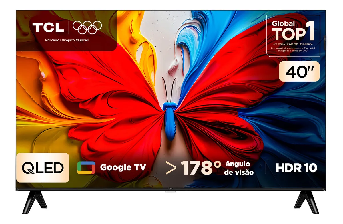 Smart TV TCL 40 Polegadas Full HD QLED S5K WiFi Bluetooth Google TV 2 HDMI HDR10 Dolby Audio 40S5K