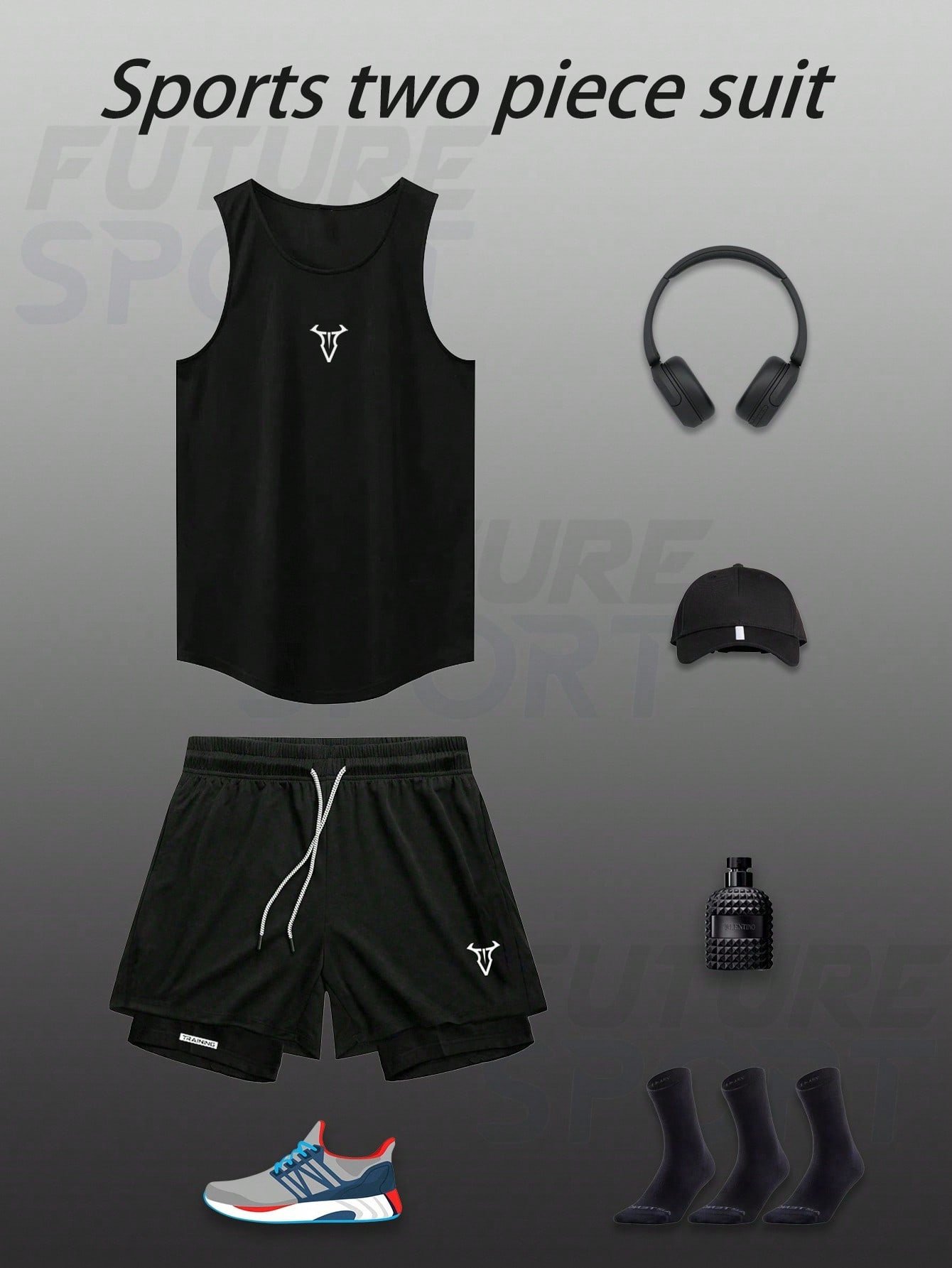 🛒Manfinity Sport Corelite Conjunto Esportivo Masculino Regata e Shorts, Roupas de Academia Minimalistas e da Moda, Adequado para o Verão, Conjunto de Academia Masculino, Roupas de Academia de Verão, Conjunto de Academia Preto, Conjunto de Corrida Academia, Conjunto de Treino