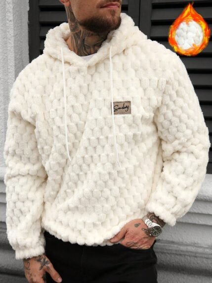 🛒Manfinity CasualCool Moletom com Capuz de Fleece Casual Masculino, Adequado para Férias, Festa, Encontros Diários, Escritório Simples, Casa Preguiçosa, Atividades ao Ar Livre, Apropriado para Ocasiões Formais ou Informais, Adequado para Uso Próprio ou Presente para Amigos Moletom, Top de Manga Longa