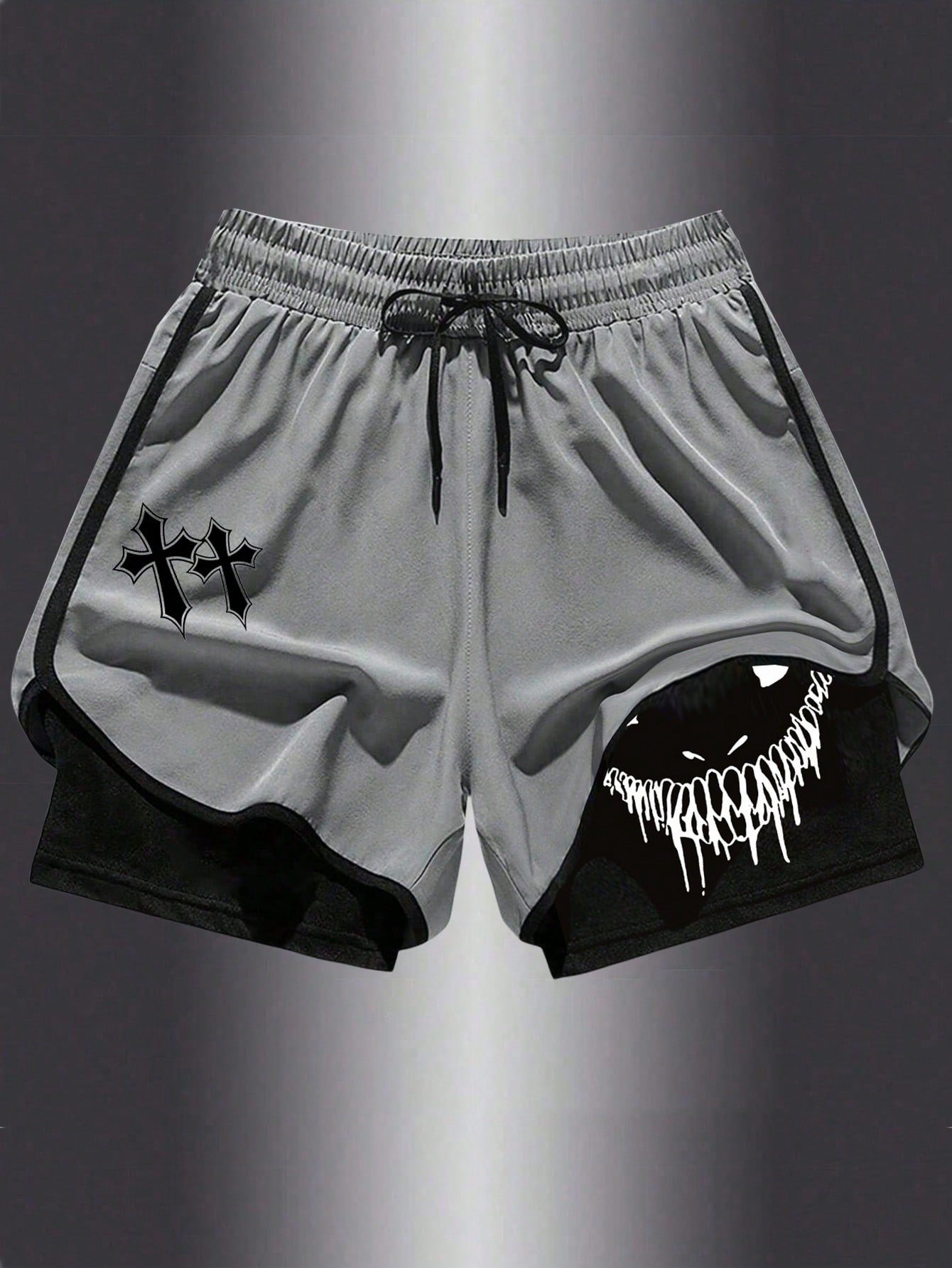 🛒Manfinity Sport Corelite Shorts Esportivos Masculinos com Cordão e Estampa de Cruz 50+ vendido - Imagem 2
