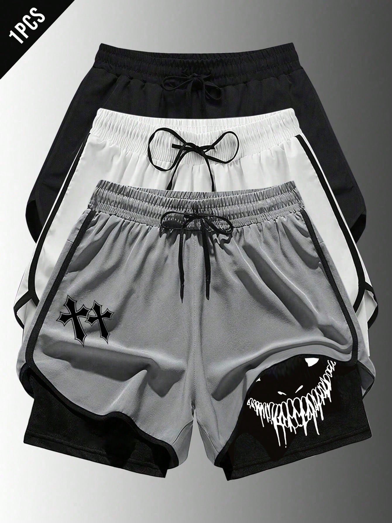 🛒Manfinity Sport Corelite Shorts Esportivos Masculinos com Cordão e Estampa de Cruz 50+ vendido