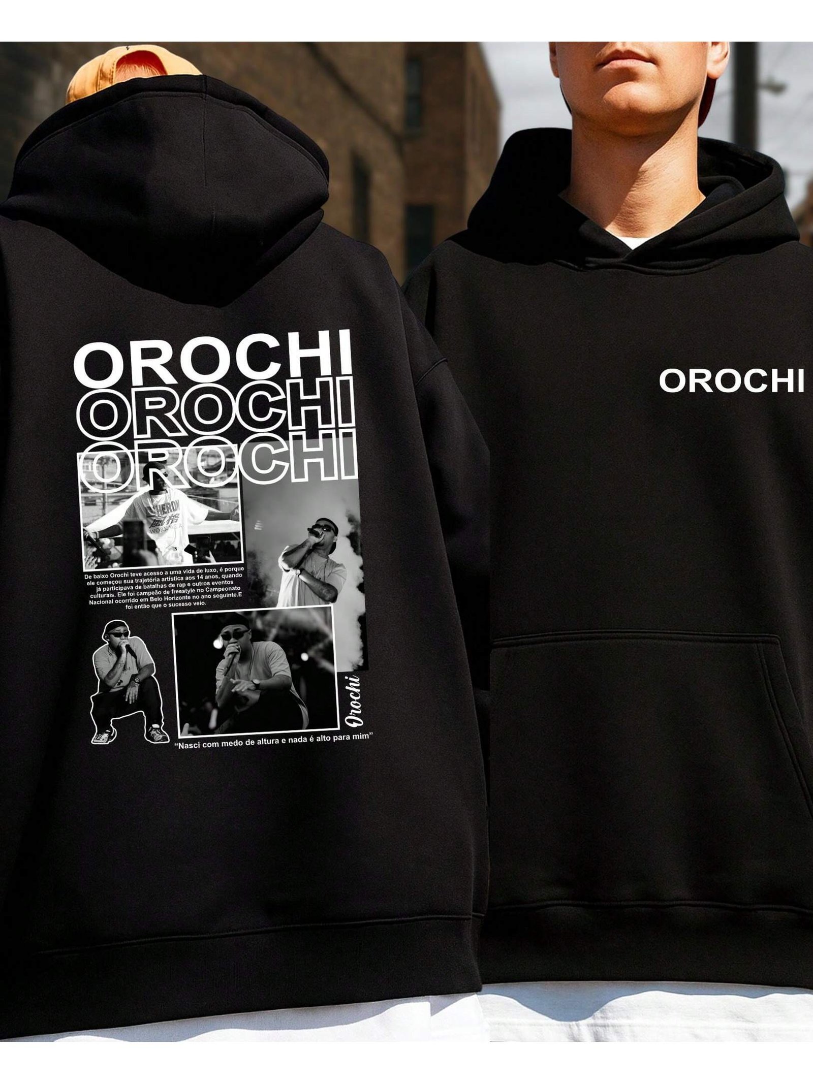 🛒Moletom Unissex Canguru MC Rapper Orochi Vida Rasa 442 Cria Assault Main Fim de Noite Cara Blusa de Frio Carioca - Imagem 2