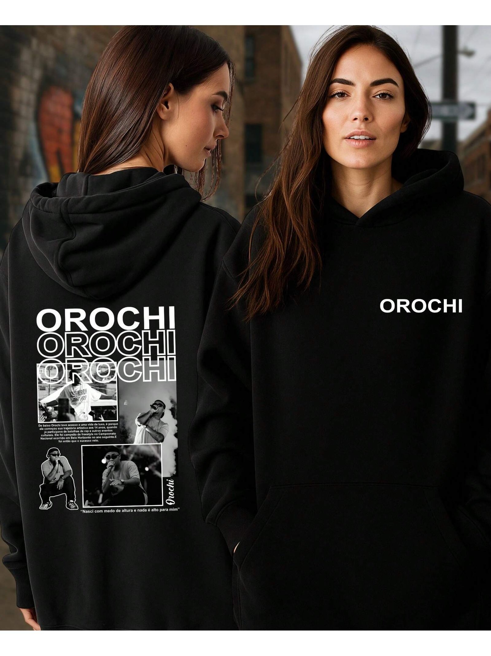 🛒Moletom Unissex Canguru MC Rapper Orochi Vida Rasa 442 Cria Assault Main Fim de Noite Cara Blusa de Frio Carioca - Imagem 3