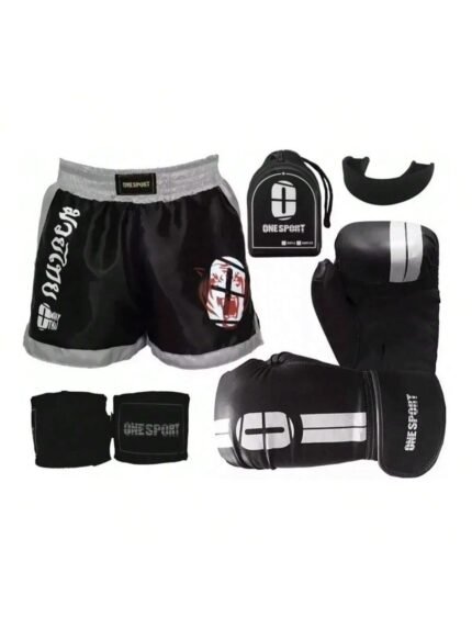 🛒Kit Muay Thai Luva de Boxe + Short + Bandagem + Protetor Bucal
