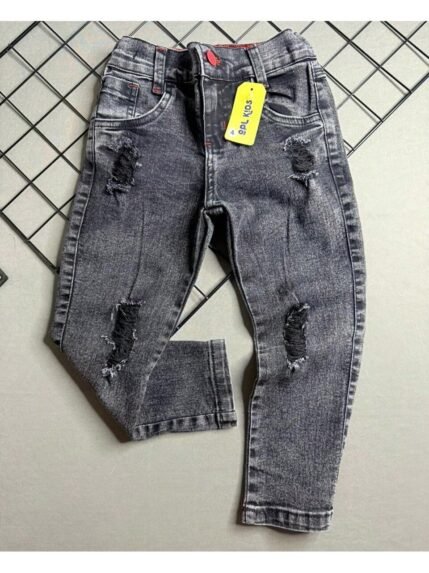 🛒Calça Jeans Infantil Menino Preto Marmorizada Skinny Estilo Jogador Elastano Opl Kids 200+ vendido