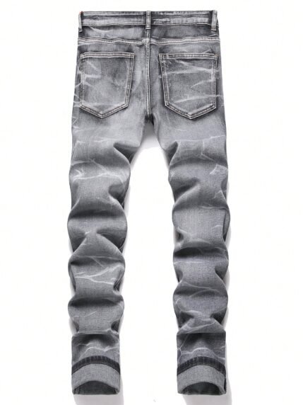 🛒Manfinity LEGND Calça Denim Slim Fit Masculina com Bolsos e Design Desgastado para Uso Diário e Viagem, Estilo Emo 50+ vendido
