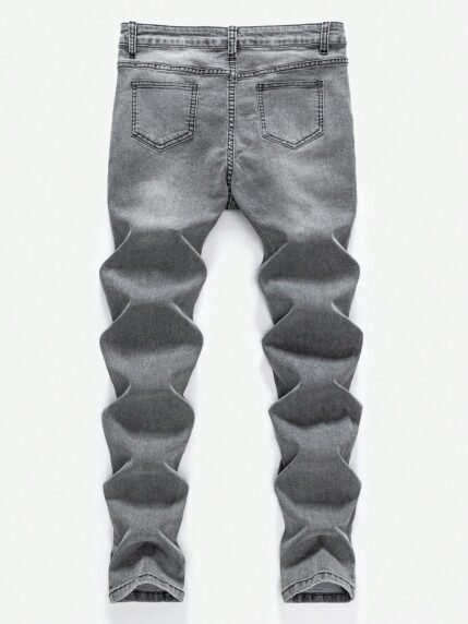 🛒Denim Cinza Streetwear Escolar, Moda Casual Adolescente Y2k Vintage Legal, Retorna à Escola, Faculdade, Preto com Bordado Cruzado, Denim Denim Stretch Cinza Macio para Uso Diário, Inverno, Outono, Rave, Festival e Streetwear