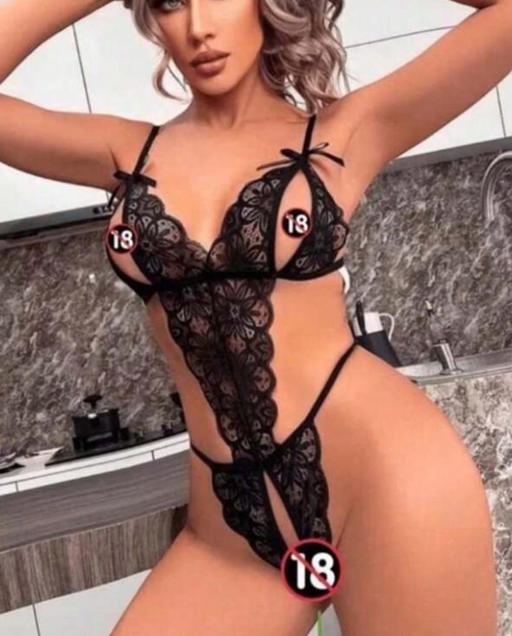 🛒Body de laço com abertura íntima e de amarração 50+ vendido