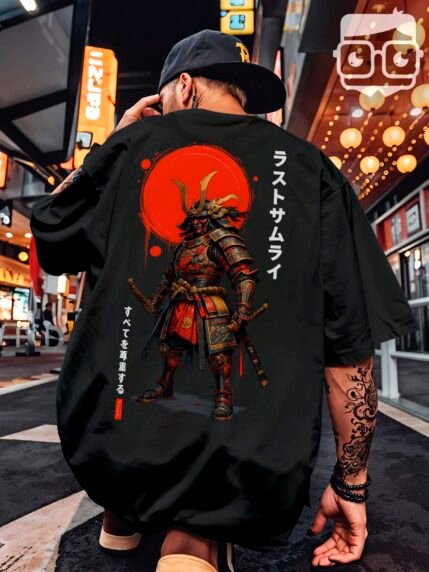 🛒Camiseta Oversized Samurai Japonês Sol Vermelho Estilo Arte Oriental REF 3329 VEST NERD