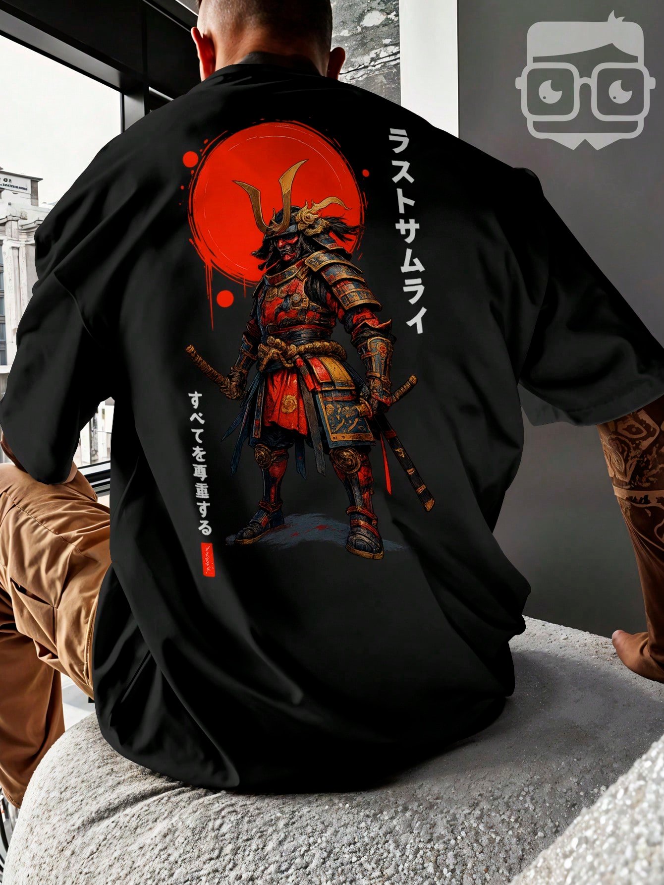 🛒Camiseta Oversized Samurai Japonês Sol Vermelho Estilo Arte Oriental REF 3329 VEST NERD - Imagem 3