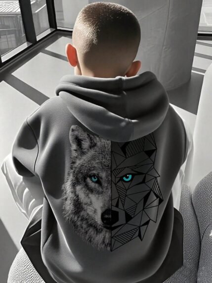 🛒1 Peça Moletom Casual Estampado para Menino Pré-Adolescente, Forro Térmico, Manga Longa, Outono/Inverno 100+ vendido