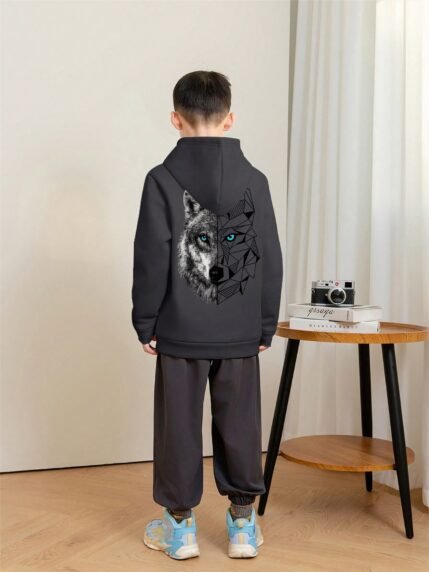 🛒1 Peça Moletom Casual Estampado para Menino Pré-Adolescente, Forro Térmico, Manga Longa, Outono/Inverno 100+ vendido