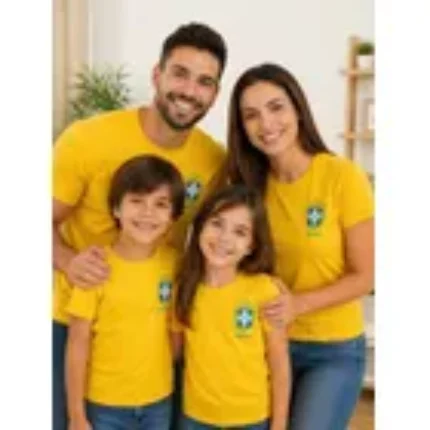 Kit1un Camiseta Brasil Copa Familia Personalizada Nome