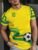 🛒Camisa de Futebol da Seleção Brasileira para Homens – Casual de Manga Curta, Estampa 3D em Todo o Corpo, Tecido Respirável, Adequado para Uso Diário, Viagem, Festa, Camisa de Futebol, Festa, Design de Estilo Esportivo, Impressão, Vestuário de Torcedor de Futebol, Entusiastas Esportivos