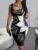 🛒Vestido Chemise com Estampa de Corrente Plus Size, Casual e Fashion para Uso Diário, Preto, Férias de Verão
