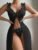 🛒SHEIN 2 Peças Conjunto: Camisola Longa de Casamento Floral de Renda Preta Sexy e Tule com Fecho Frontal e Fenda Alta + Tanga Fio Dental Vestido de Lingerie Erótica Lingerie com Fenda Lateral